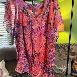 Apt. 9 Pink and Orange Paisley Blouse